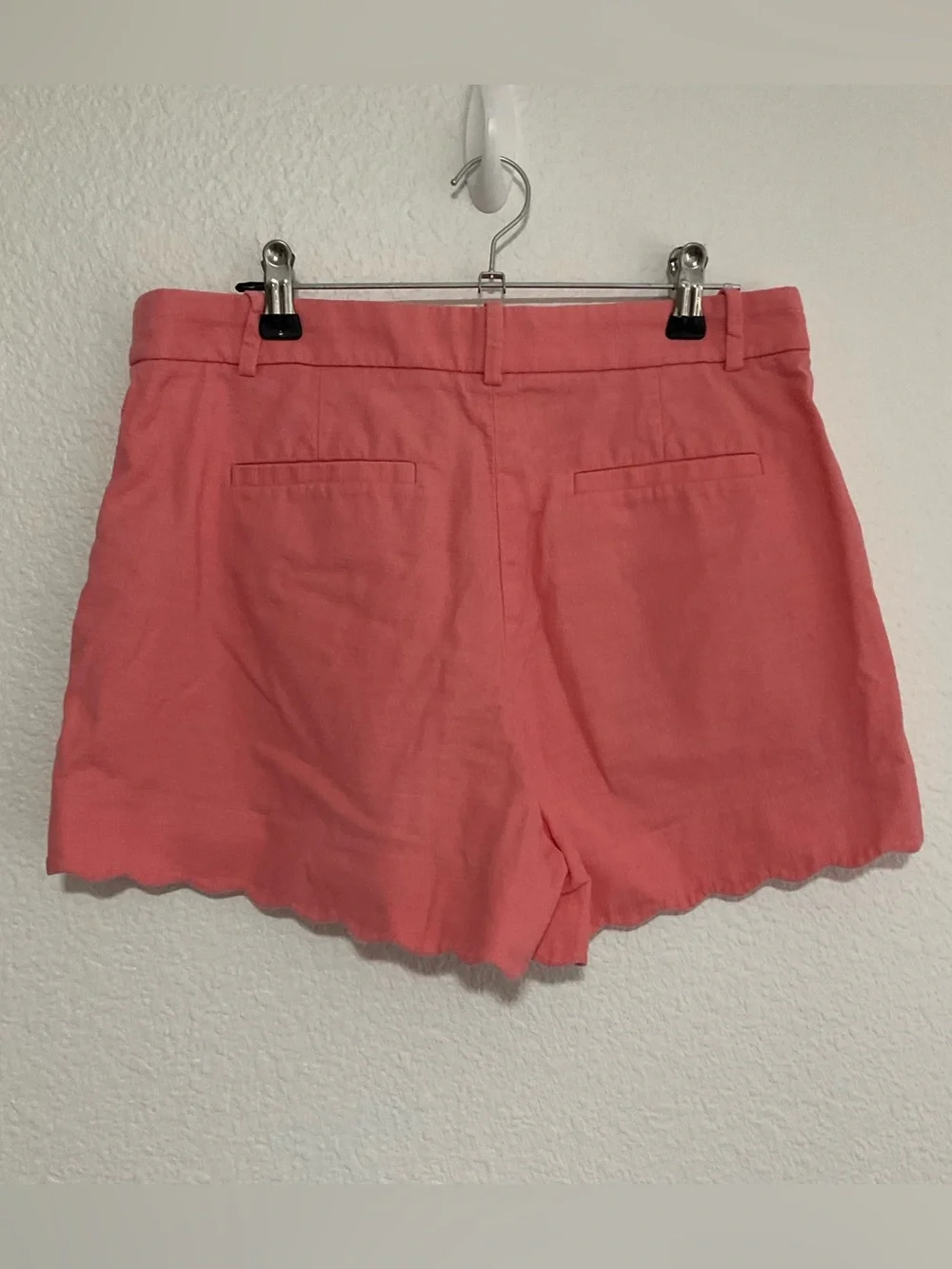 J Crew 4 Shorts Scalloped Hem Chino Linen Cotton Blend Pockets
